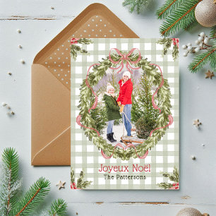 Tarjeta Festiva Foto de la familia de flores de agua de Joyeux Noë