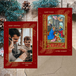 Tarjeta Festiva Foto de la familia de la Natividad Católica Cristi