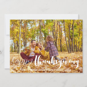 Tarjeta Festiva Foto de la familia de la tipografía simple otoño