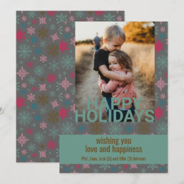 Tarjeta Festiva Foto de la familia de los copos de nieve blandos d