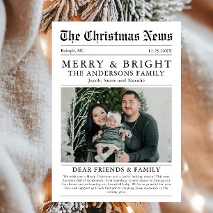 Tarjeta Festiva Foto de la familia de los periódicos Merry y Brigh