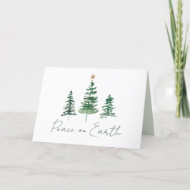 Tarjeta Festiva Foto de la familia de los pinos de color de agua d