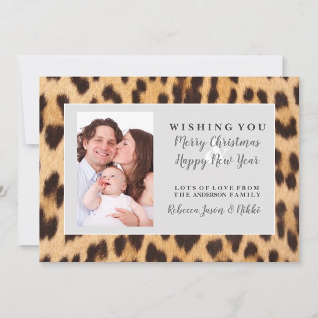 Tarjeta Festiva foto de la familia de Navidades de Año Nuevo (Anverso)