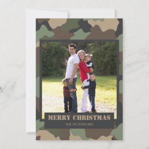Tarjeta Festiva Foto de la familia de Navidades de Camo en camufla
