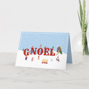 Tarjeta Festiva Foto de la familia de Navidades de Cute Garden Gno