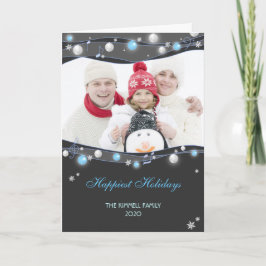 Tarjeta Festiva Foto de la familia de Navidades de Luces de Glitte