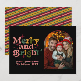 Tarjeta Festiva Foto de la familia de Navidades Gold Berry Rubor P