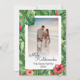 Tarjeta Festiva Foto de la familia de Navidades Mele Kalikimaka Tr