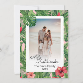 Tarjeta Festiva Foto de la familia de Navidades Mele Kalikimaka Tr