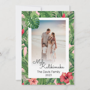 Tarjeta Festiva Foto de la familia de Navidades Mele Kalikimaka Tr