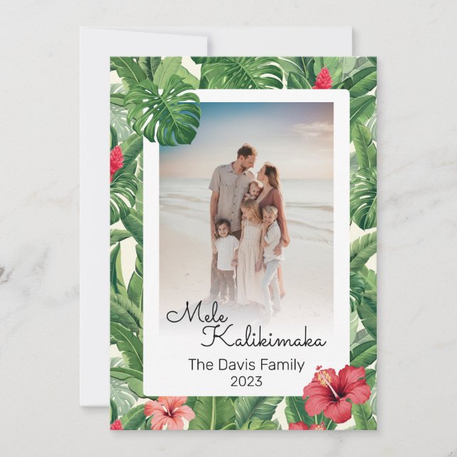 Tarjeta Festiva Foto de la familia de Navidades Mele Kalikimaka Tr (Anverso)
