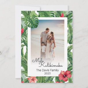 Tarjeta Festiva Foto de la familia de Navidades Mele Kalikimaka Tr