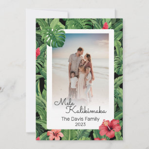 Tarjeta Festiva Foto de la familia de Navidades Mele Kalikimaka Tr