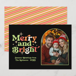 Tarjeta Festiva Foto de la familia de Navidades retro modernos del
