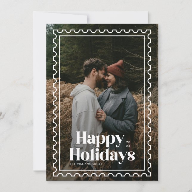 Tarjeta Festiva Foto de la familia de sellos de Fiestas Felices Re (Anverso)