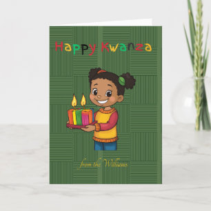 Tarjeta Festiva Foto de la familia de velas de Chicas africanos de