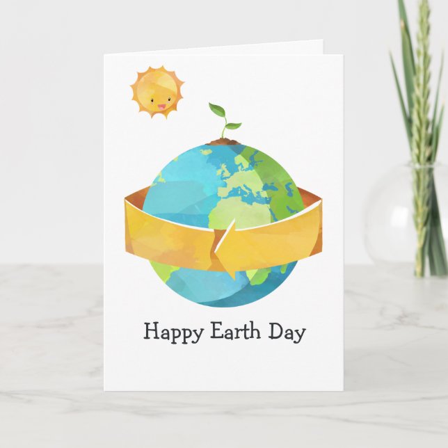 Tarjeta Festiva Foto de la familia Earth Day (Anverso)