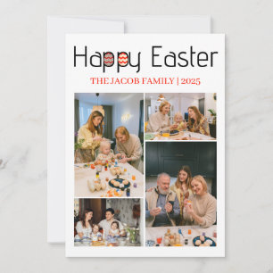 Tarjeta Festiva Foto de la familia Floral Feliz Pascua