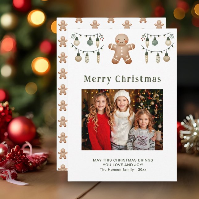 Tarjeta Festiva Foto de la familia Gingbread Man Merry Christmas (Subido por el creador)