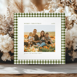 Tarjeta Festiva Foto de la familia Gingham, eterna y sencilla