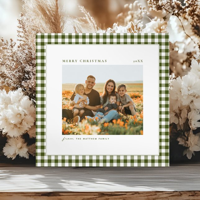 Tarjeta Festiva Foto de la familia Gingham, eterna y sencilla (Subido por el creador)