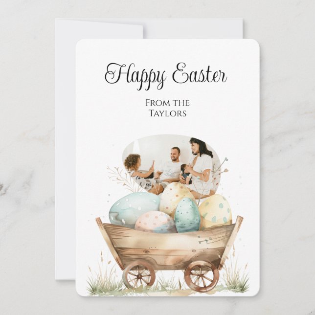 Tarjeta Festiva Foto de la familia Happy Easter de la canasta de h (Anverso)