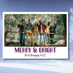 Tarjeta Festiva Foto de la familia Merry & Bright Vino moderno de