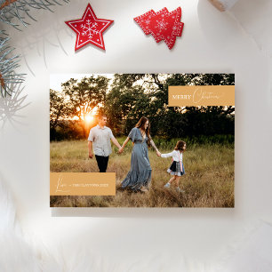 Tarjeta Festiva Foto de la familia Minimalista del retro del oro
