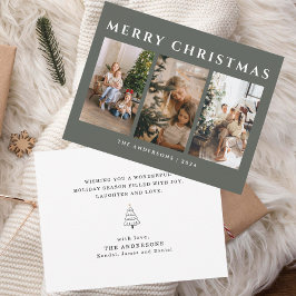 Tarjeta Festiva Foto de la familia Navidades verdes