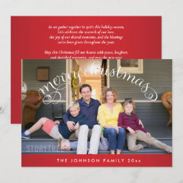 Tarjeta Festiva Foto de la familia Red Merry Christmas