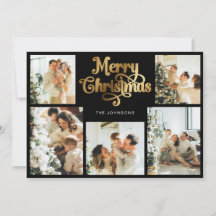 Foto de la familia Retro Black and Gold Merry Chri