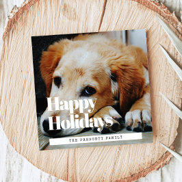 Tarjeta Festiva Foto de la familia Retro Happy Holidays Square