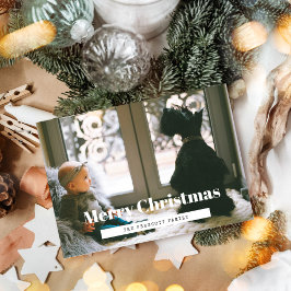 Tarjeta Festiva Foto de la familia Retro Merry Christmas