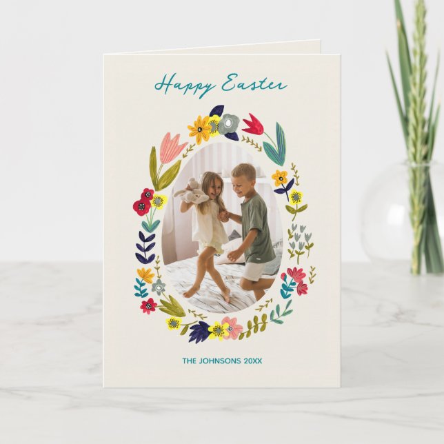 Tarjeta Festiva Foto de la guerra floral de Pascua (Anverso)