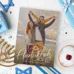 Tarjeta Festiva Foto de la mano de Hanukkah<br><div class="desc">Personalizar con tu nombre,  año,  agrega más texto y fotos al fondo. Letras originales de Becky Nimoy</div>