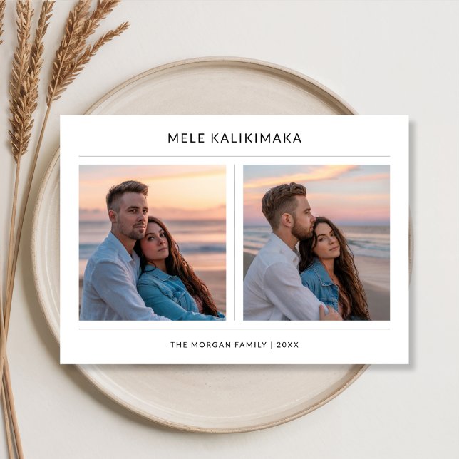Tarjeta Festiva Foto de la pareja costera Mele Kalikimaka (Subido por el creador)