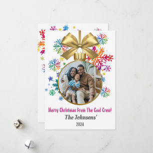 Tarjeta Festiva Foto de la tripulación de Guay con arco iris y cop