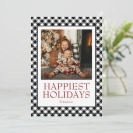 Tarjeta Festiva Foto de las fiestas más felices de Buffalo Plaid