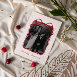 Tarjeta Festiva Foto de lazo de lunares Pareja casada felizmente B