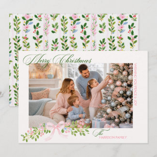Tarjeta Festiva Foto de lazo rosa Grandmillennial