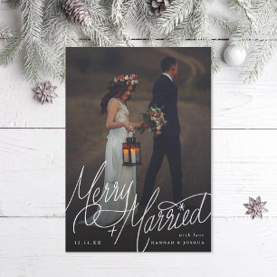 Tarjeta Festiva Foto de Letra a Mano Feliz y Casada