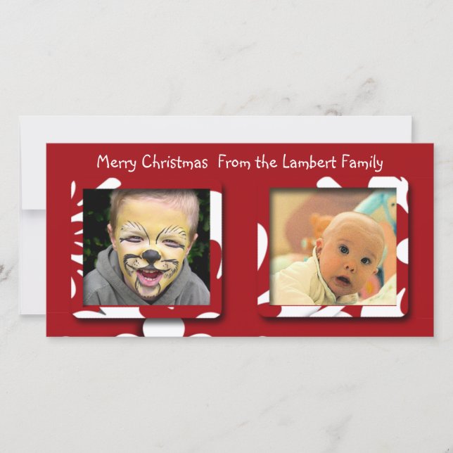 Tarjeta Festiva Foto de los Navidades de las Flores Rojas Grandes (Anverso)