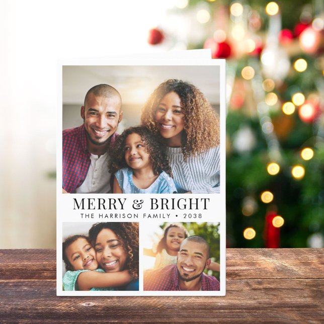 Tarjeta Festiva Foto De Los Navidades De Merry Y Bright (Share the love and warmth of the holiday season with this personalized photo Christmas card)