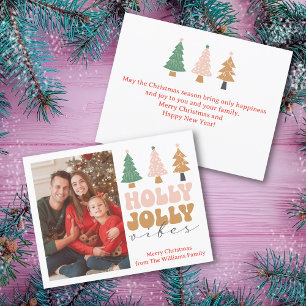 Tarjeta Festiva foto de los navidades de moda retro de holly jolly