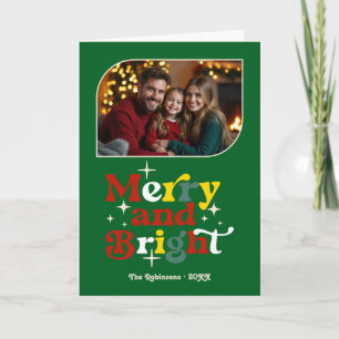 Tarjeta Festiva Foto de los Navidades Holly Jolly Merry y Bright R