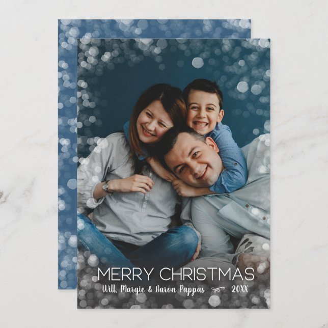 Tarjeta Festiva Foto de los navidades Luces (Anverso / Reverso)