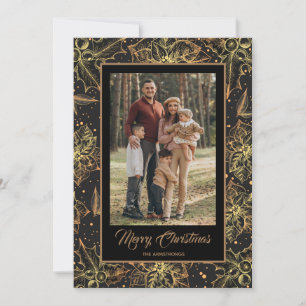 Tarjeta Festiva Foto de los Navidades negros con puntitas de oro