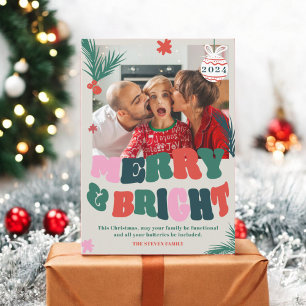 Tarjeta Festiva Foto de los Navidades retro de moda Fun Merry & Br