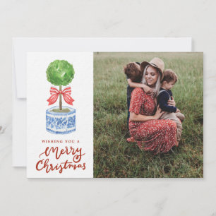 Tarjeta Festiva Foto de los Navidades Topiary de Chinoiserie