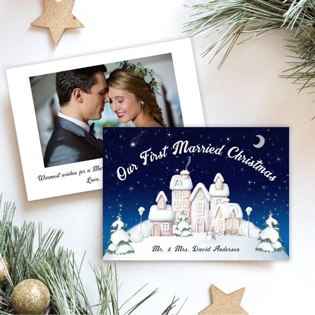 Tarjeta Festiva Foto de los primeros Navidades casados de recién c (Subido por el creador)